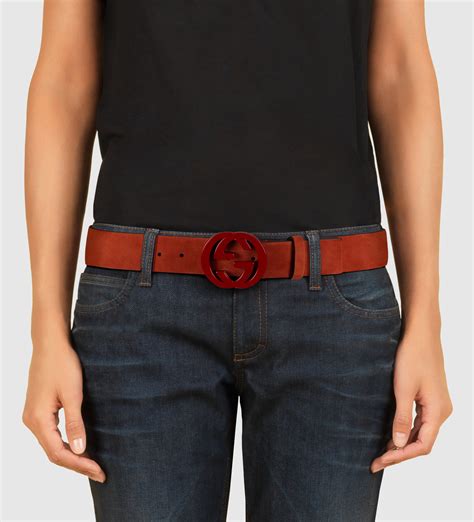 gucci belt suede red